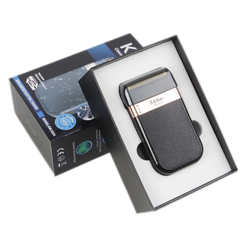 Kemei электробритва для мужчин с двойным лезвием, водонепроницаемая, USB, возвратно-поступательная, перезаряжаемая, Беспроводная Бритва, бритвенный станок, парикмахерский триммер