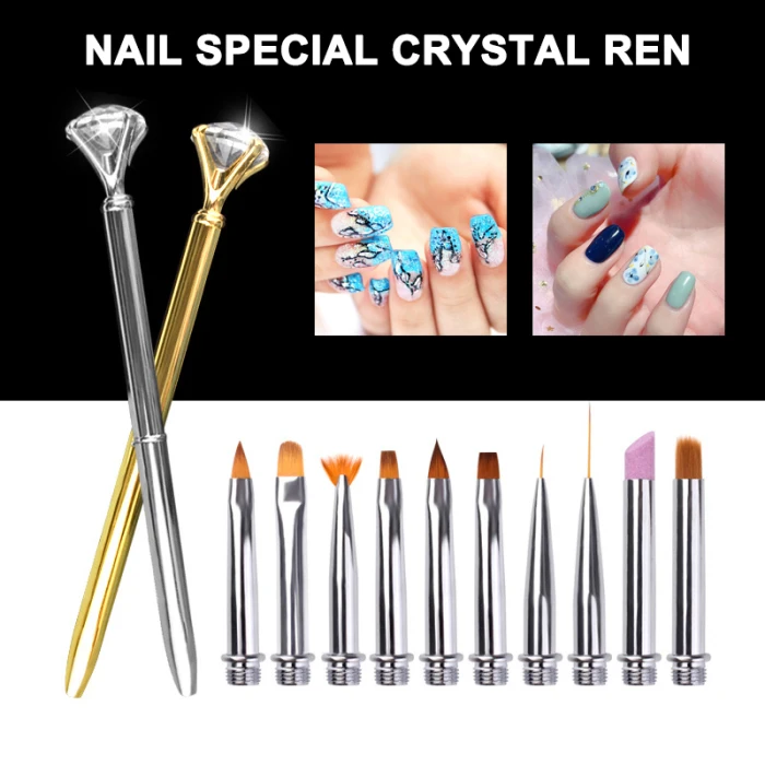 Nail Art Окрашенные Ручки кисти наборы с десяти сменные головки ручки V9-Drop