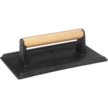 

Heavy Duty Steak and Burger Press with Wooden Handle for Grills, Griddles and Flattops. Perfect Gadget for Bacon
