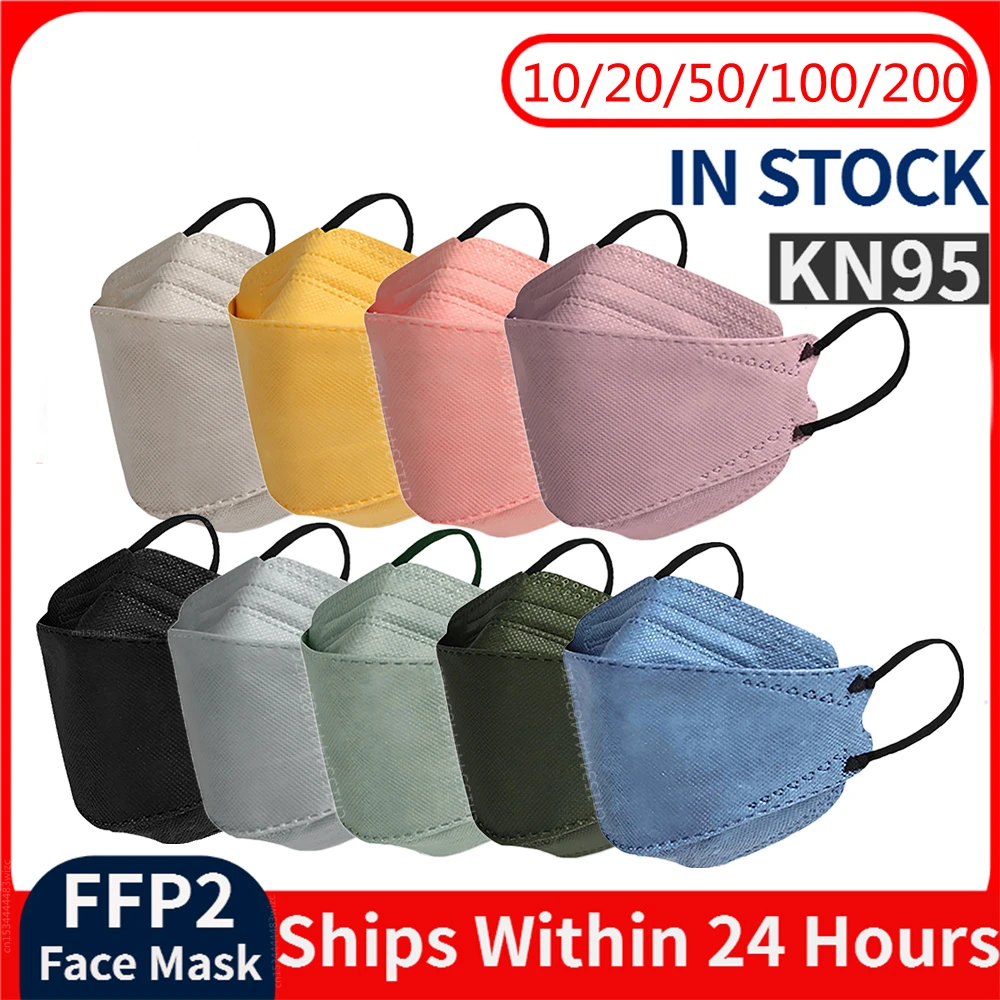 10-200PCS Mascarillas FPP2 KN95 Mask FFP2 Homologada 4 Layers FFP2mask Adult Fish Face Masks FP2 Fashion Morandi Protect Masken