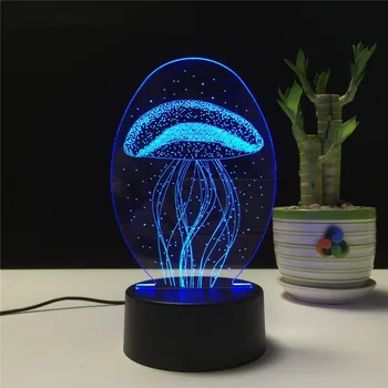 

Night Light LED Lamp Jellyfish 3D Visual Illusion Lamp Transparent Acrylic 7 Color Changing Touch Table Lamp Kids Gift Lava Lamp