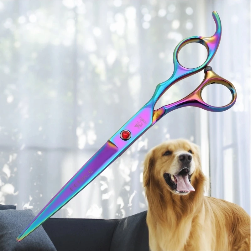 Fenice 7.0 inch Colorful Professional Grooming Scissors Pet Dog Hair Cutting Shear