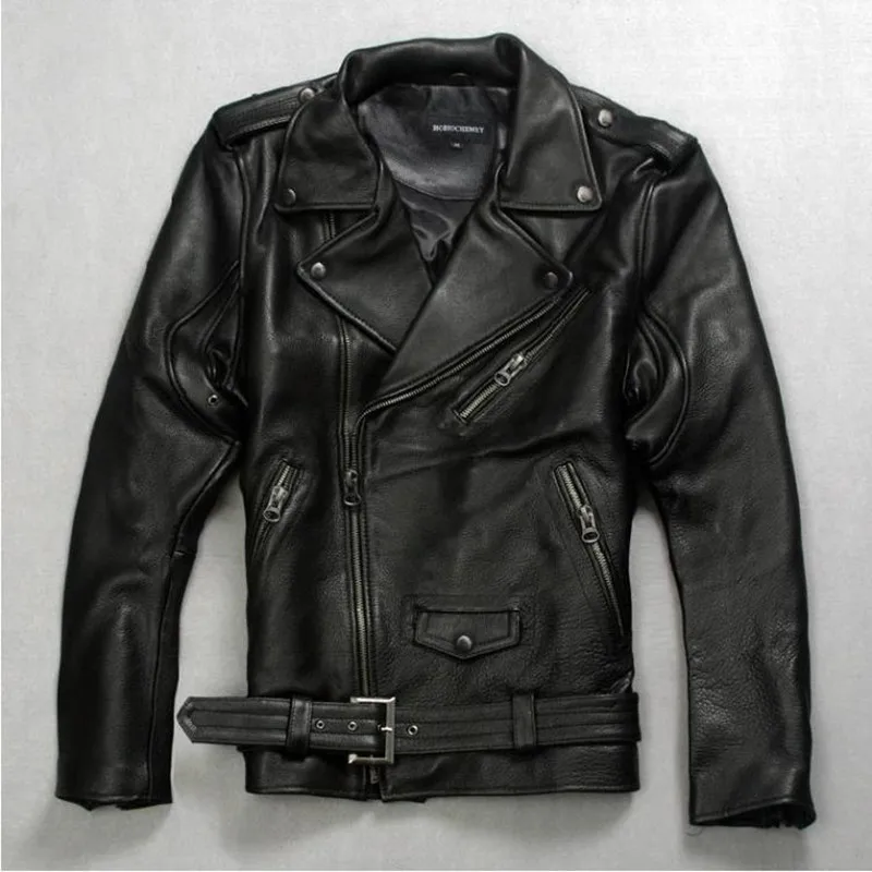

Geniune Leather Jacke For Men Sheepskin Leather Motocycle Thicken Jackets Plus Size 5XL Jaqueta Masculina MF121