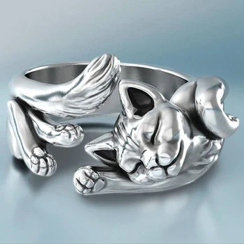

10pcs Hot sell Fashion Retro Little cat Open Rings European and American personality animal Female Engagement Ring G-99