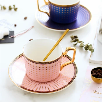 

England Coffee Cup Vintage Ceramic Cups And Saucers Set Europe Porcelain Tea Cup afternoon tea home decoration accessories 200ml