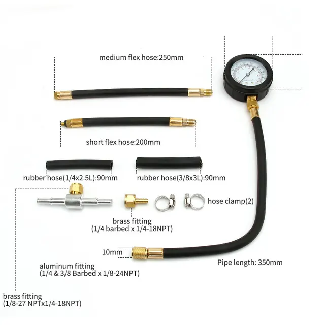 9Pcs Üzemanyag -Befecskendező Szivattyú Befecskendező Tesztelő Készlet 0 ~ 140Psi Autó -Nyomásmérő Teherautók Diagnosztikai Eszközök - Image 2