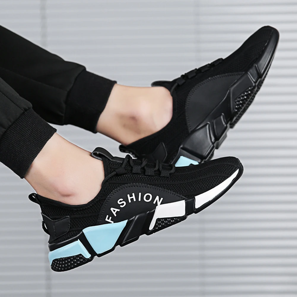 

2020 New Men's Casual Walking Shoes PU Bottom Cross-border Mesh Sports Fly Woven Running Shoes Brand Off White Sneakers Lace-Up