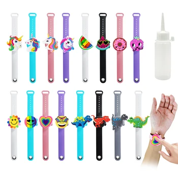 

Kid Handwash alcohol gel dispenser Cartoon Hand Sanitizer Bracelet Portable Disinfectant Silicone Wristband