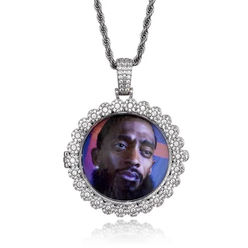 

Hip Hop Custom Made Photo Roundness Openable Iced Out Bling Cubic Zircon Personalized Necklace & Pendant For Men Jewelry