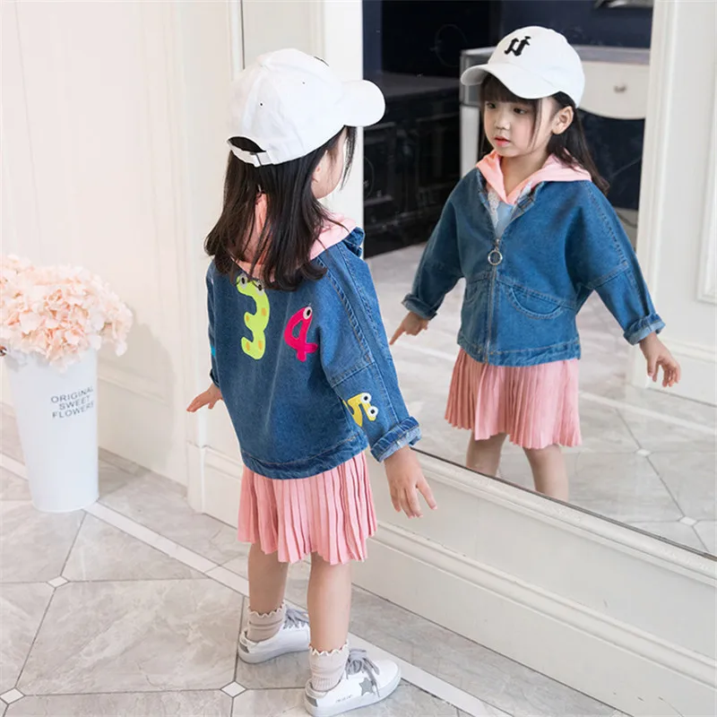 

2019 Spring And Autumn New Style Embroidered Children Jeans Coat Kids' Jacket Cartoon Embroidery Baby Jeans Coat