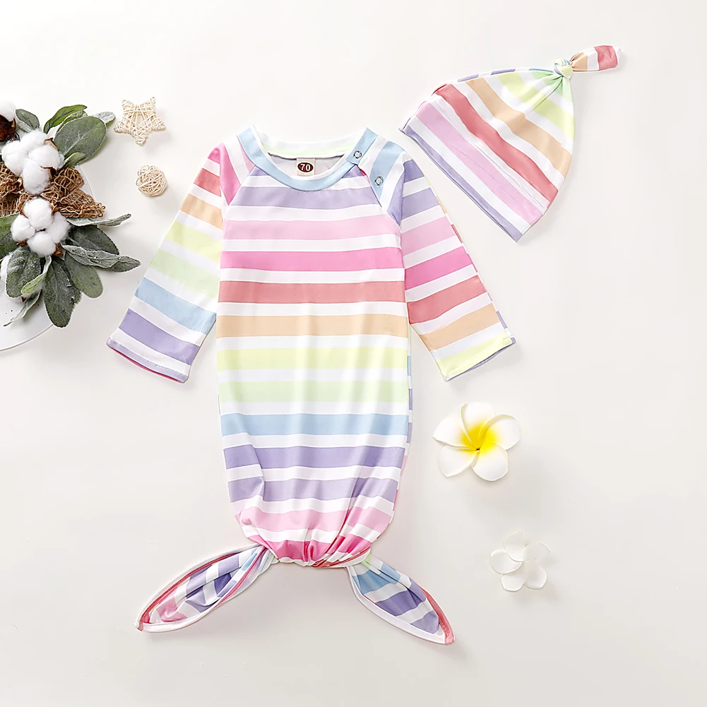 Модный хлопковый Пеленальный муслиновый спальный мешок+ шапочка для новорожденных