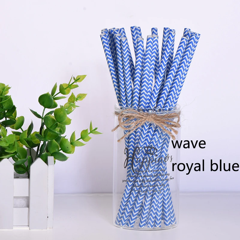 wave royal blue 25 шт., вечерние, экологически чистые бумажные соломинки для детей, для свадьбы, дня рождения, пикника, вечерние, декоративные, с мультяшным автомобилем, Коктейльные, вечерние соломинки - Цвет: wave royal blue