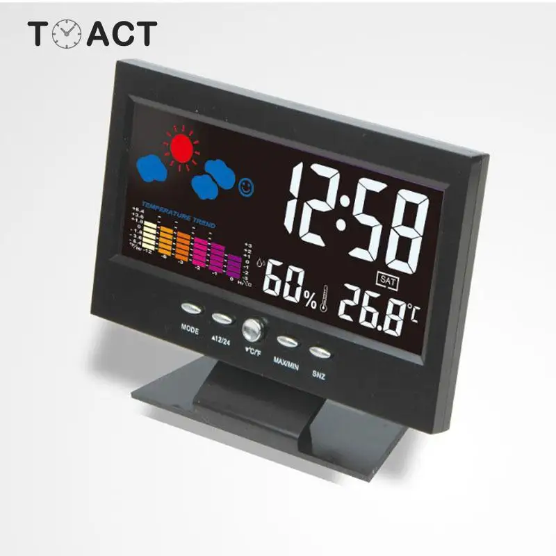 

Table Alarm Clock Digital Desktop Alarm Clocks Hygrometer Temperature Display Bedroom Home Decor Voice Control Weather Forecast
