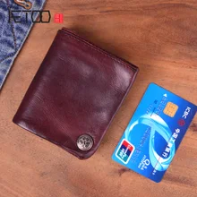 AETOO короткий кошелек из воловьей кожи в стиле ретро, простой классический мужской бумажник ручной работы из воловьей кожи