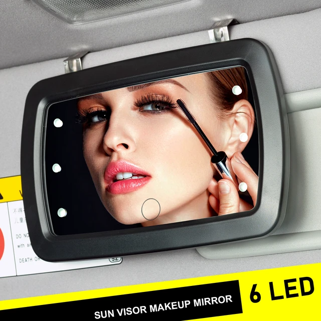 LED Licht Sonnenblende Eitelkeit Spiegel Auto Innen Reaw Ansicht Tragbare  Cosmatic Make-Up Make-Up Spiegel Clip Auf Zubehör Taschenlampe kit -  AliExpress