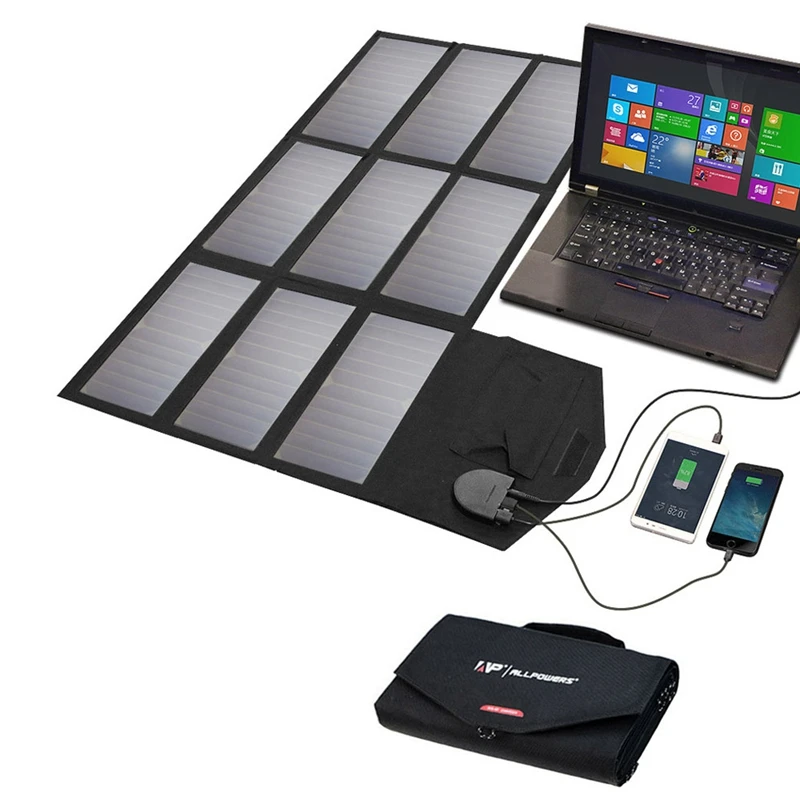 ALLPOWERS солнечная панель 60 Вт 5 в 12 В 18 в складной портативный Солнечный аккумулятор зарядное устройство солнечная батарея для Iphone смартфон 12 в автомобильный аккумулятор