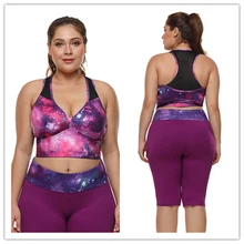 Plus Size Workout Sports Crop Tops Gym Racerback Seamless Yoga Fitness Sport Bra Top Padded Activewear for Women Tops Crops