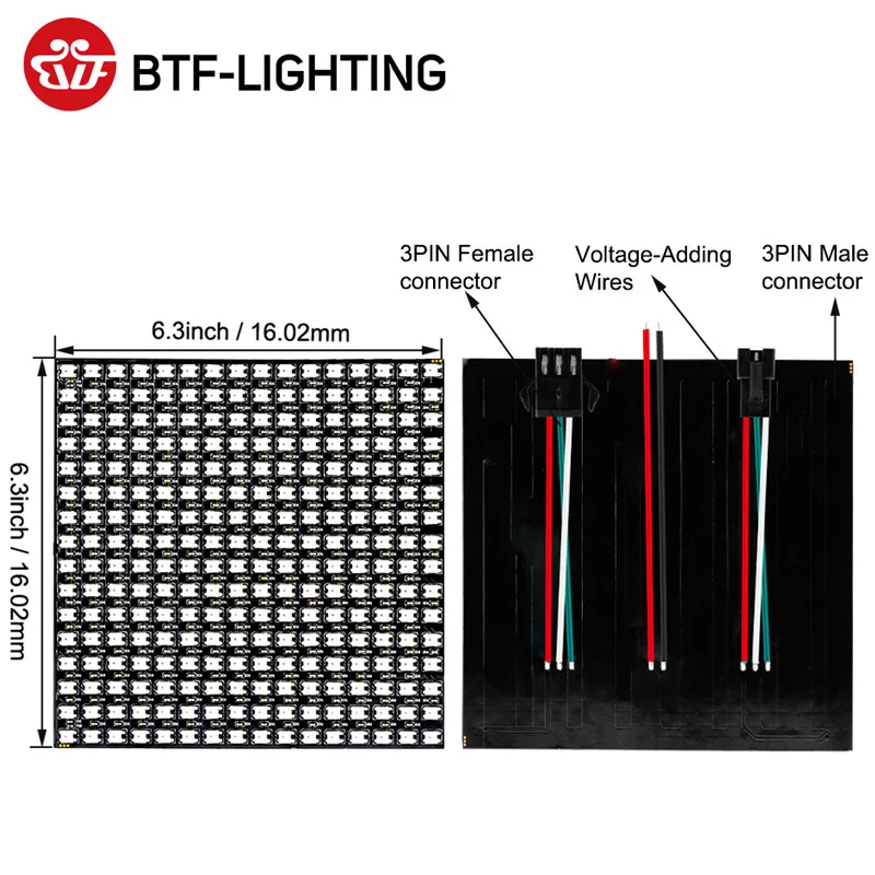 DC5V автомобильный светильник 62 светодиодный s Пиксельная панель WS2812B 5050 RGB 64 светодиодный 256 светодиодный ламповый экран цифровой индивидуально адресуемый полный цвет мечты - Испускаемый цвет: Black 16x16 256 LEDs