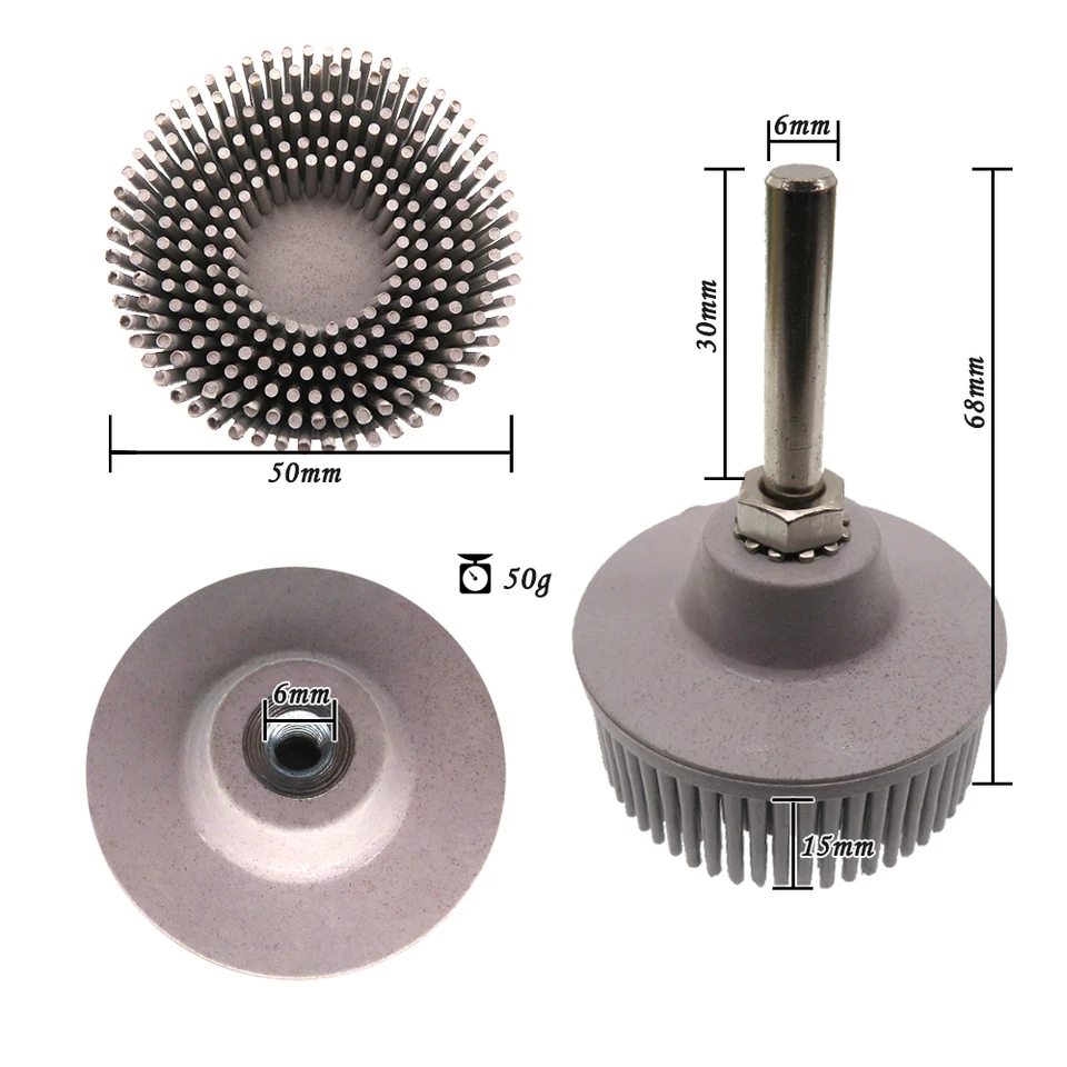 thumbnail interactive-video image 1 of 4-Pack 2-Inch Bristle Discs 120 Grit | R-Type Abrasive Brushes For Deburring & Paint Removal | Fits Drills & Grinders 1 of 2