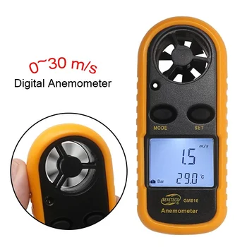 

GM816 Digital Anemometer Wind Speed Meter Anemometro Air Guage Temperature 30m/s -10~45C LCD Backlight Display Handheld