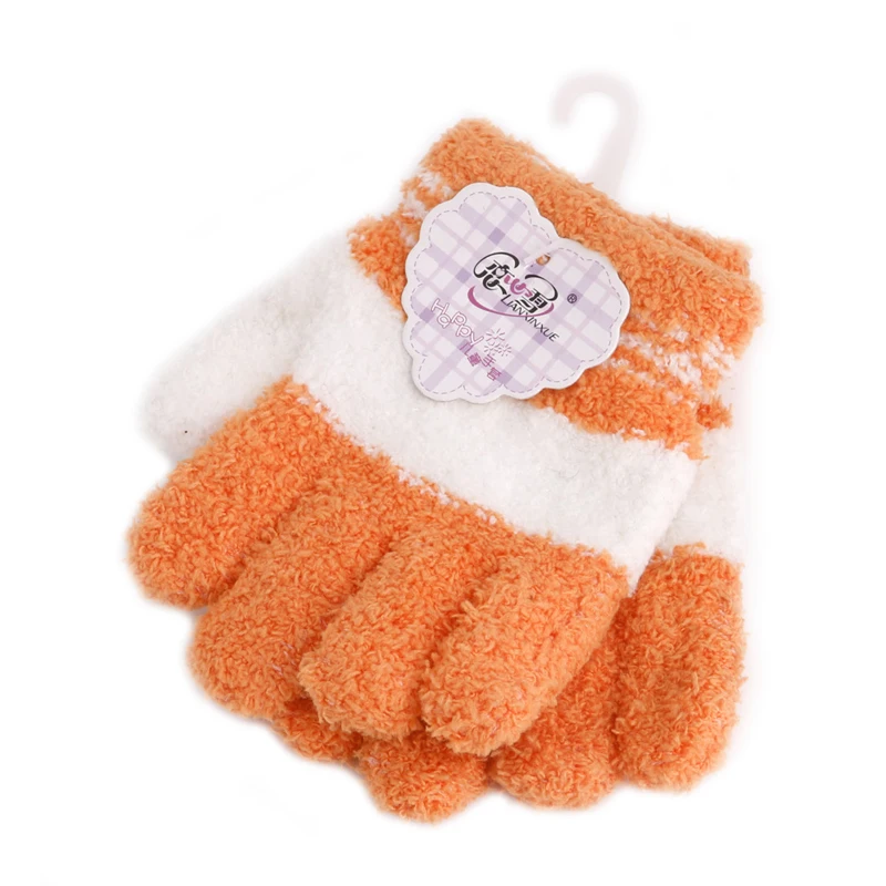 Милые детские теплые зимние перчатки с пальцами для малышей, вязаные варежки с радугой, DXAA