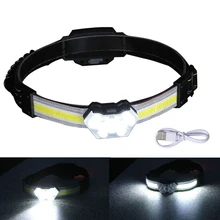 Mini lampe frontale à LED COB intégrée, alimentée par batterie Rechargeable par USB, idéale pour le Camping