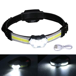 Mini lampe frontale à LED COB intégrée, alimentée par batterie Rechargeable par USB, idéale pour le Camping 