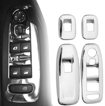 

Car Chrome Window Lift Switch Sticker Panel Cover Trim for Peugeot 2008 2014-2017