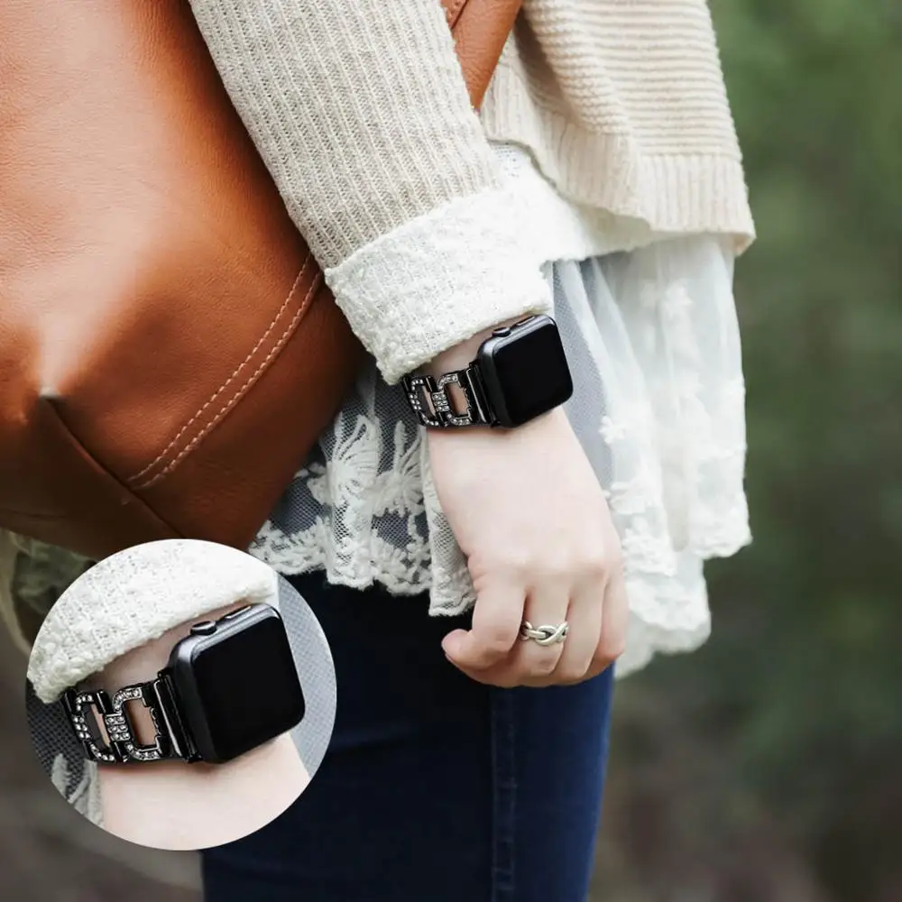 Уникальный D Link Модный Ювелирный дизайн полосы для Apple Watch 5/4 Bling Band совместимый iWatch