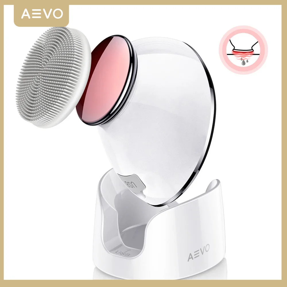 AEVO-cepillo de limpieza Facial 2 en 1, masajeador con calefacción, vibración Sónica, Limpieza Profunda, limpiador Facial eléctrico