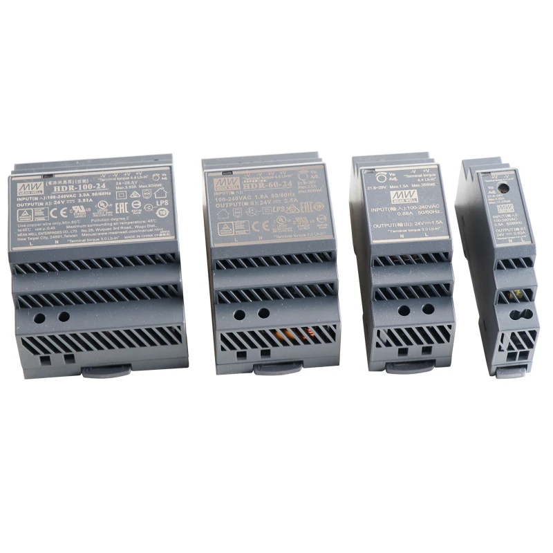 

MEAN WELL HDR-15 30 60 100 5V 12V 15V 24V 48V meanwell HDR-15 -30 -60 -100 W 5 12 15 24 48 V Single Output Industrial DIN Rail
