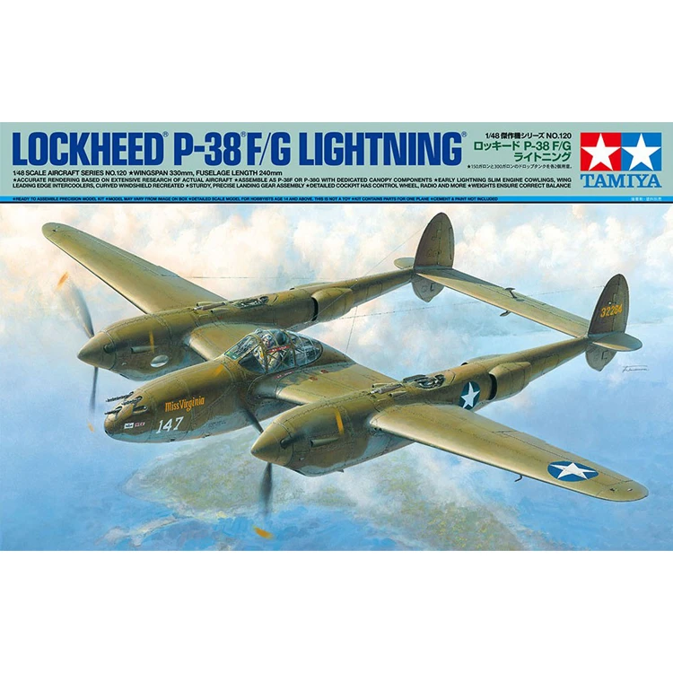 61120 for sale online Tamiya 1//48 Lockheed P-38 F//G Lightning Aircraft Kit TAMIYA
