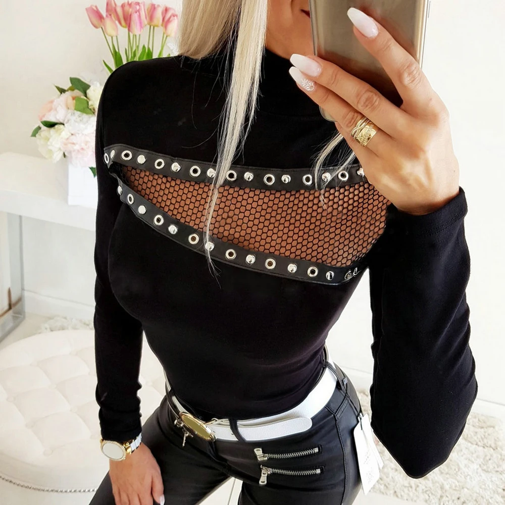 Женские топы с высоким воротом и блузка однотонная черная рубашка для дам