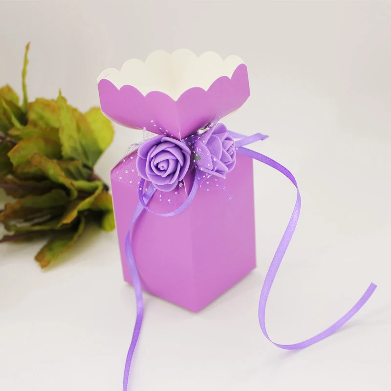 

Candy Boxes Vase Pattern Gift Box Chocolate Case With Ribbon Wedding Decor 25pcs