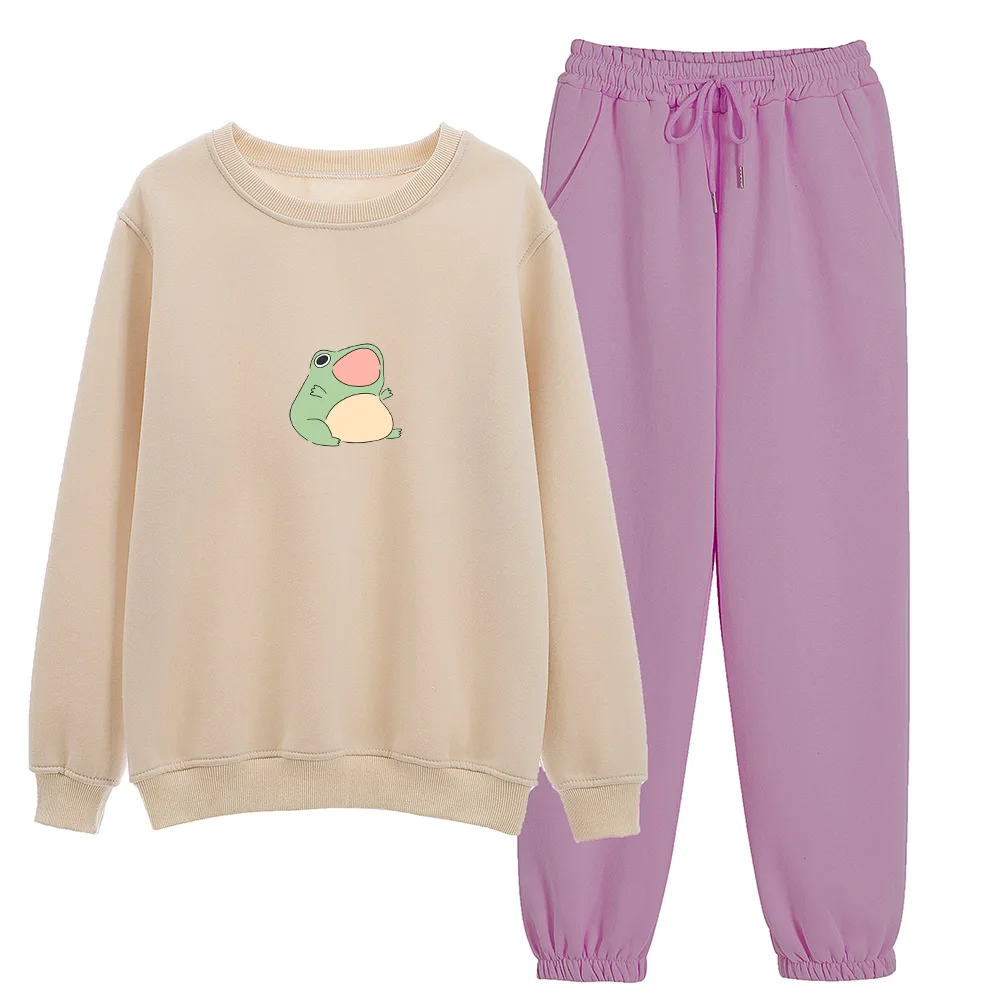 Kawaii Frog Sweatshirt Cotton Two piece 