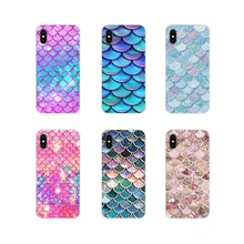 ורוד סגול נצנצים בת ים סולמות סיליקון עור כיסוי עבור Apple iPhone X XR XS 11Pro מקס 4S 5S 5C SE 6S 7 8 בתוספת ipod מגע 5 6(China)