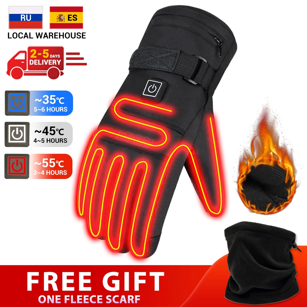 Winter Heated Tulsa Mall Gloves Motorcycle Motorbike Max 63% OFF Water-resistant