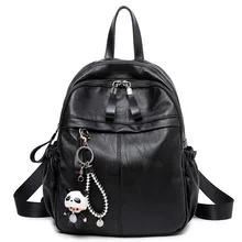 New Fashion Women Travel Backpack Designer Large Capacity Female Shoulder Bag Soft PU Leather Teenagers Black Schoolbag Bagpack
