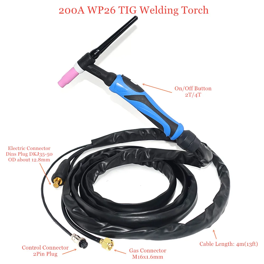 TIG Torch WP26 4m 13ft GTAW Gas Tungsten Arc Welding Gun WP 26 Argon