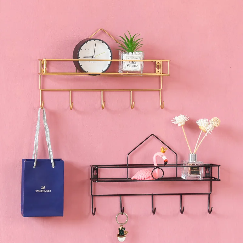 Nordic Minimalist Creative Wrought Iron Hook Rack Living Room Bedroom Bathroom Wall Decoration Door Rear Coat | Дом и сад