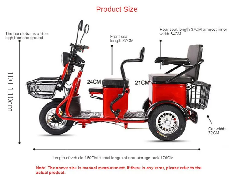 Electric Elderly Scooter Three Wheels Electric Scooters 80KM 60V 800W Portable 3 Wheel Electric Motorcycle With Shopping Basket (24)