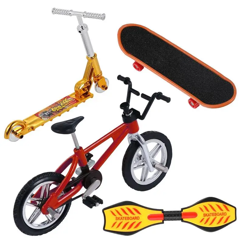 

1Set Mini Finger Skateboarding Fingerboard BMX Bicycle Set Fun Skate Boards Mini Bikes Toys For Children Boys Kids Gifts