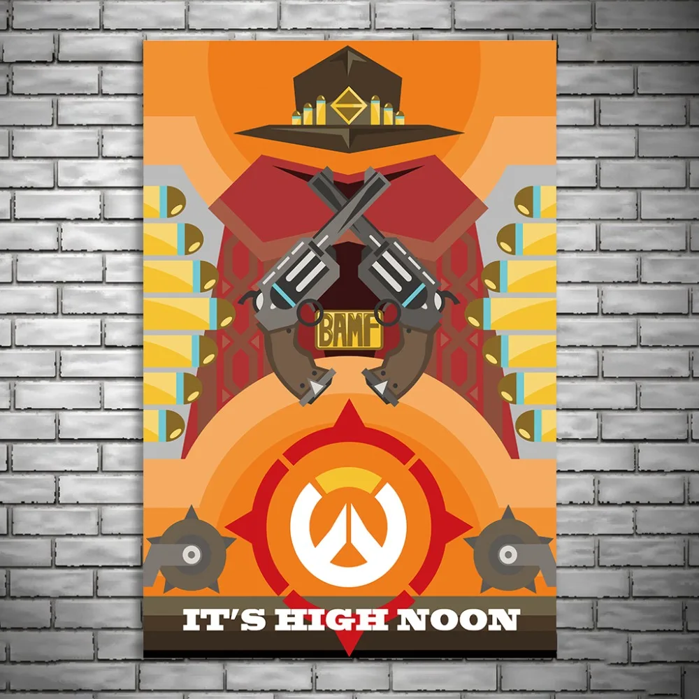 Overwatchs игры произведение искусства шелк Холст художественные плакаты, постеры печать настенные картины для гостиной украшения дома Unframe