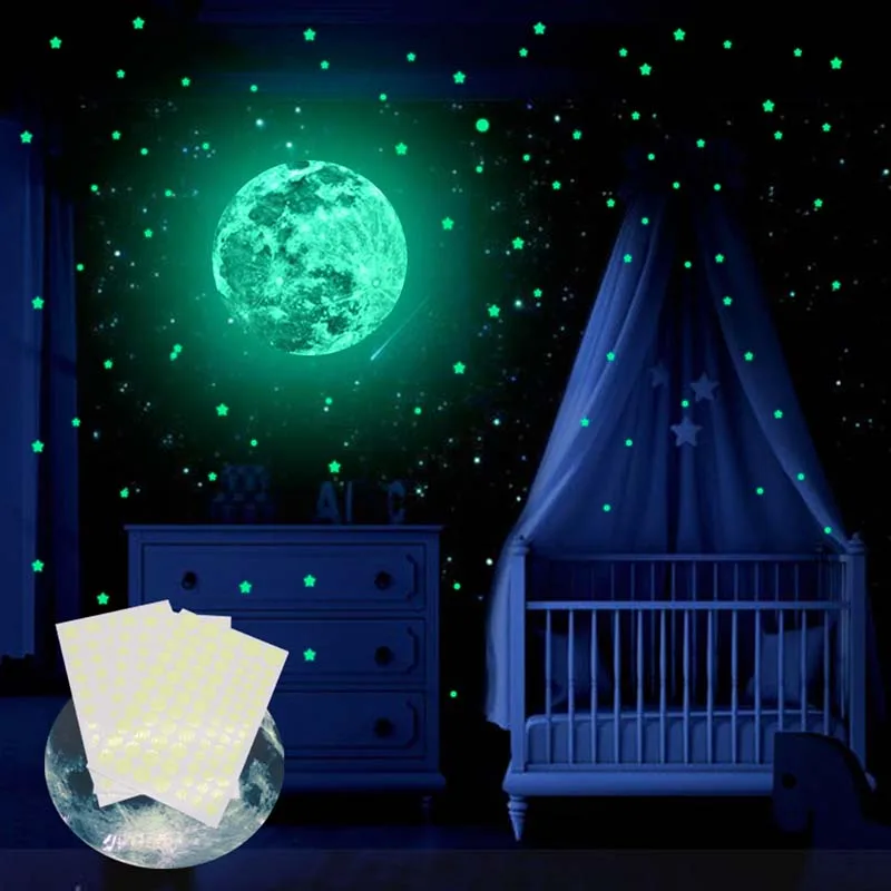 1Set Nine Planets Stars Wall Stickers Luminous Stickers for Kids Bedroom Living Room Glow In The Dark DIY Party Home Decor