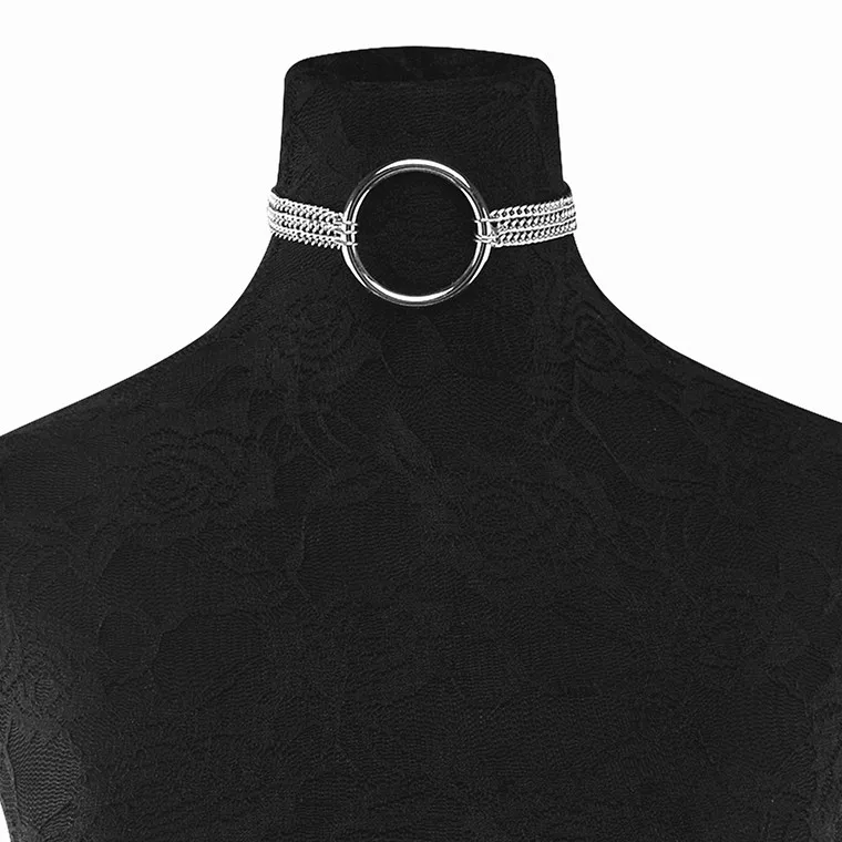 

Circle Gothic Chain necklace three layers choker collar goth round pendant necklace women gothic emo kawaii witch rave jewelry
