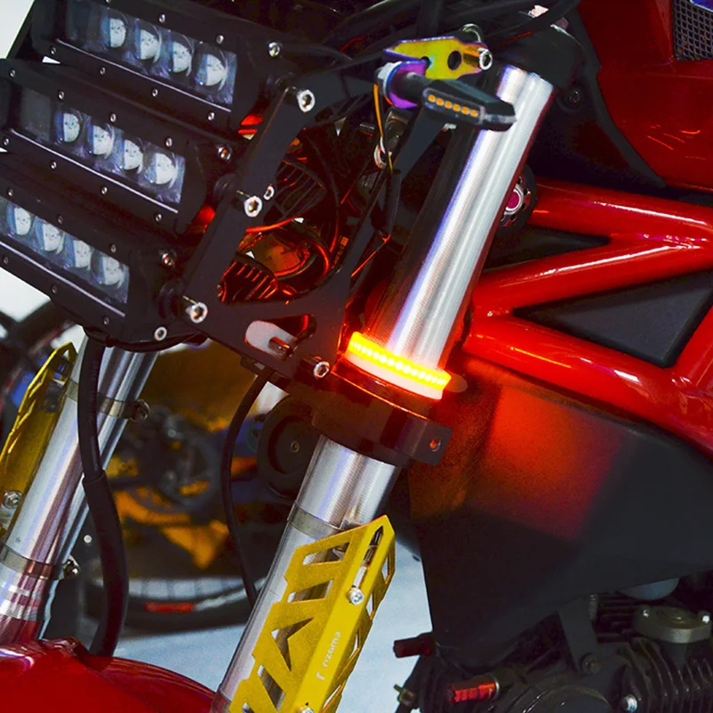 Motorcycle Front Fork Shock Absorber LED Turn Signal Indicator Day Running Light_sample 1