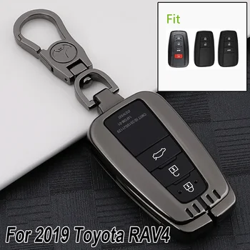 

Auto Accessory Fit For Original Car Key For 2019 Toyota RAV4 Black Aluminum Alloy Smart Key Cases Cover Holder with Metal Buckle