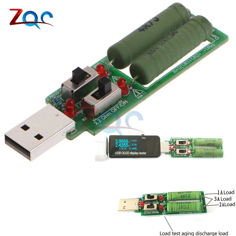 USB зарядное устройство Доктор напряжение измеритель тока Вольтметр Амперметр рабочее время мощность Емкость батареи тестер измерительные инструменты - Цвет: load resistor 1A2A3A
