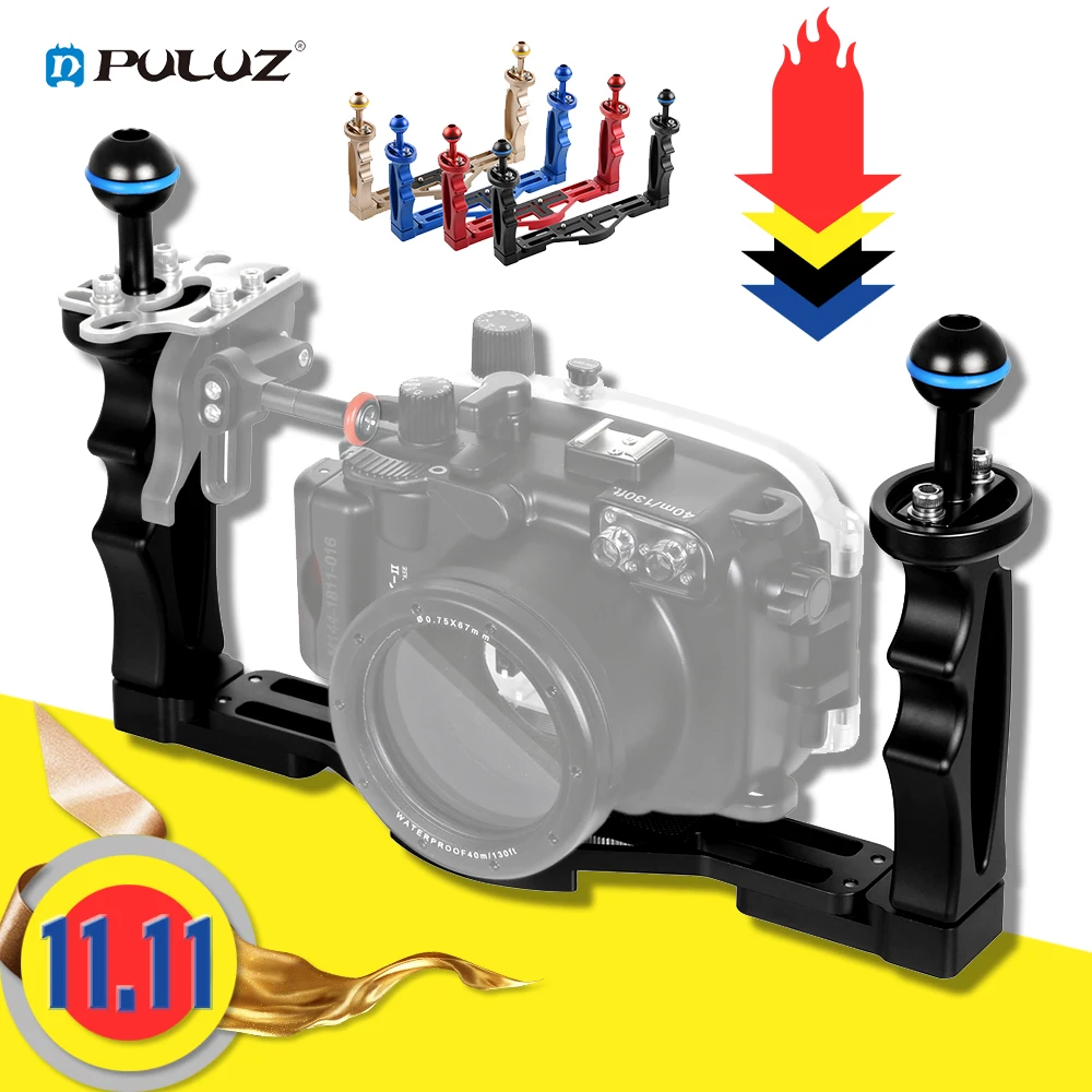  PULUZ Handle Aluminium Alloy Tray Stabilizer Rig for Underwater Camera Housing Case Diving Tray Mou