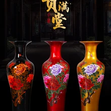 Цзиндэчжэнь керамика ремесло ручной работы традиционное ремесло китайский стиль дома Хрустальная глазурь пион ваза украшение 3 модели